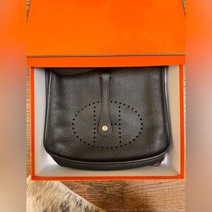 Hermes Evelyne 29 Black Clemence Leather